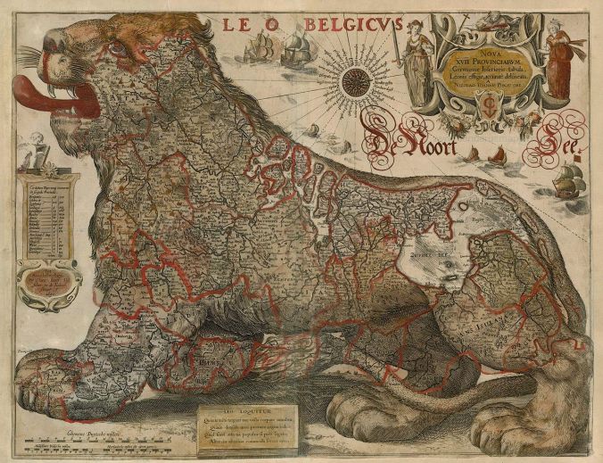 Antique map of Leo Belgicus by Visscher C.J. - Gerritsz 1630
